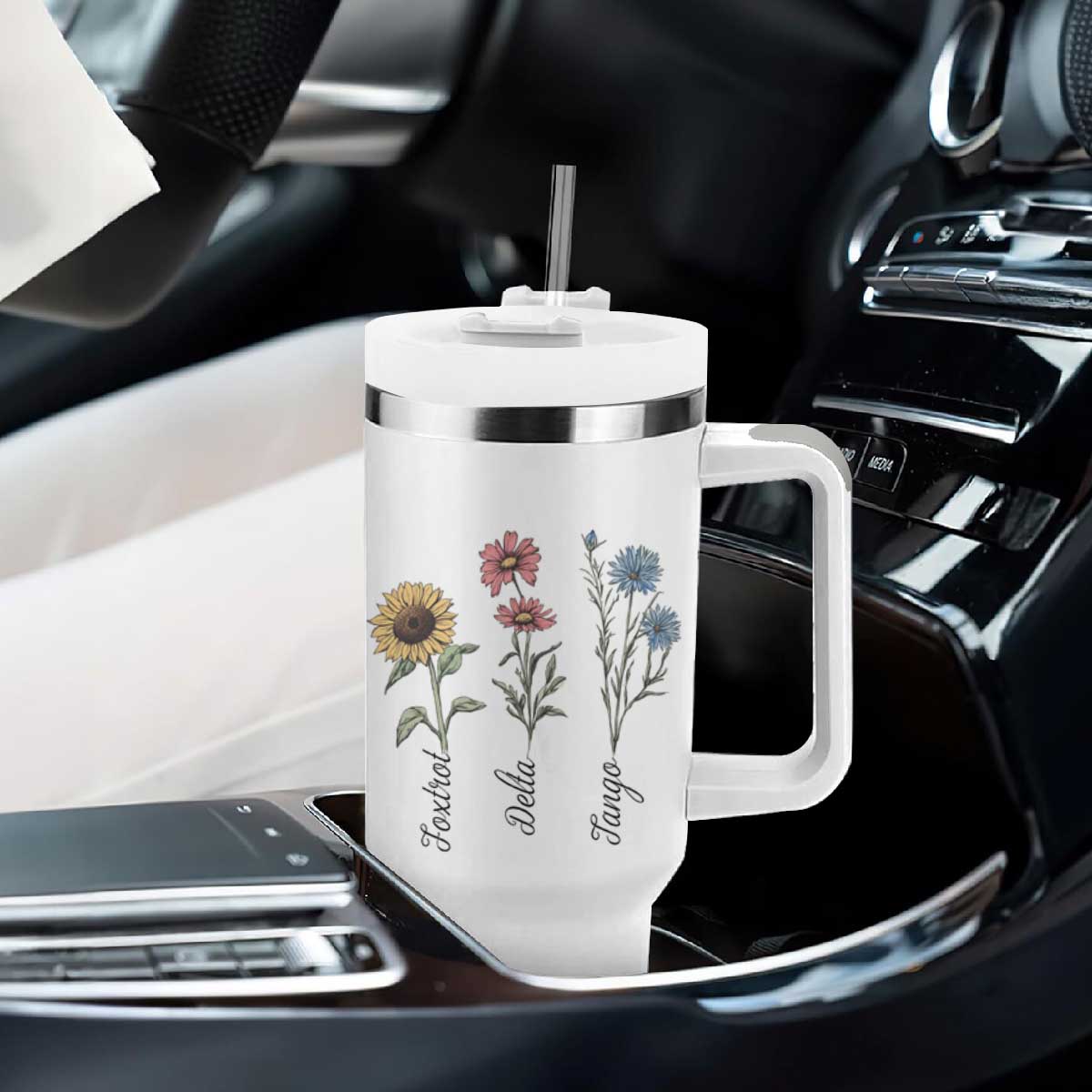 Floral FDT Foxtrot Delta Tango Tumbler With Handle Funny Offensive Retro TS02 Print Your Wear