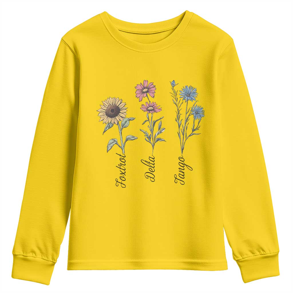 Floral FDT Foxtrot Delta Tango Youth Sweatshirt Funny Offensive Retro TS02 Daisy Print Your Wear