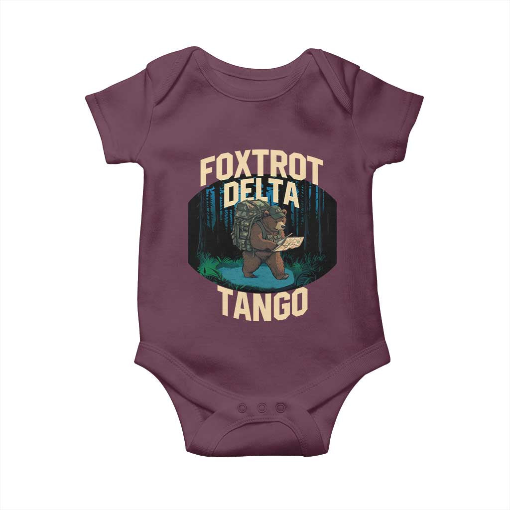 Foxtrots Deltas Tangos Funny Bear Resist Baby Onesie Protect Our National Parks TS02 Maroon Print Your Wear