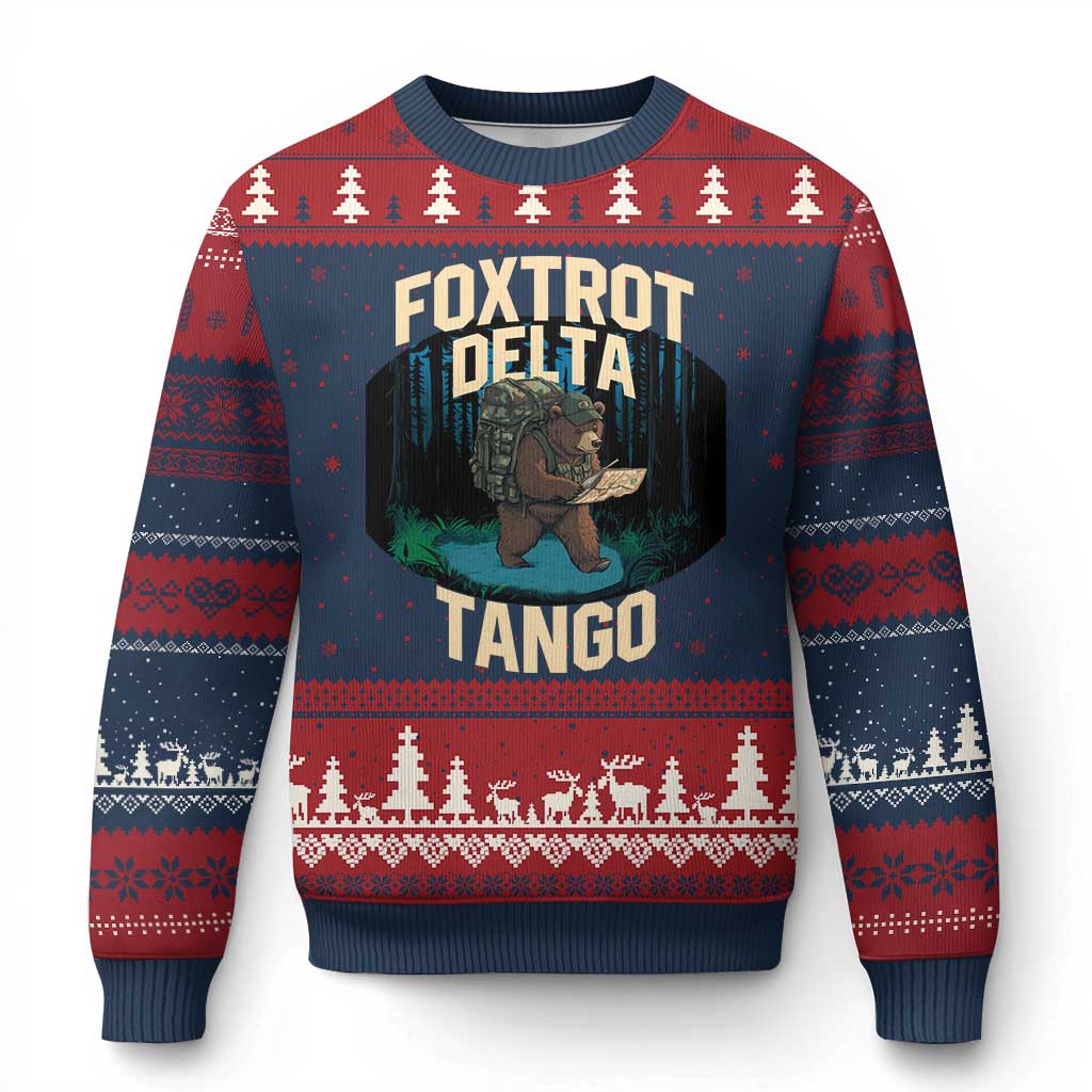 Foxtrots Deltas Tangos Funny Bear Resist Ugly Christmas Sweater Protect Our National Parks TS02 Navy Red Print Your Wear