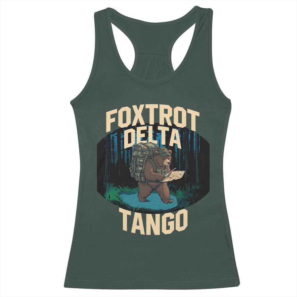 Foxtrots Deltas Tangos Funny Bear Resist Racerback Tank Top Protect Our National Parks TS02 Dark Forest Green Print Your Wear