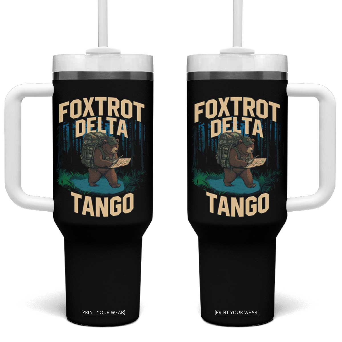 Foxtrots Deltas Tangos Funny Bear Resist Tumbler With Handle Protect Our National Parks TS02 One Size: 40 oz Black Print Your Wear