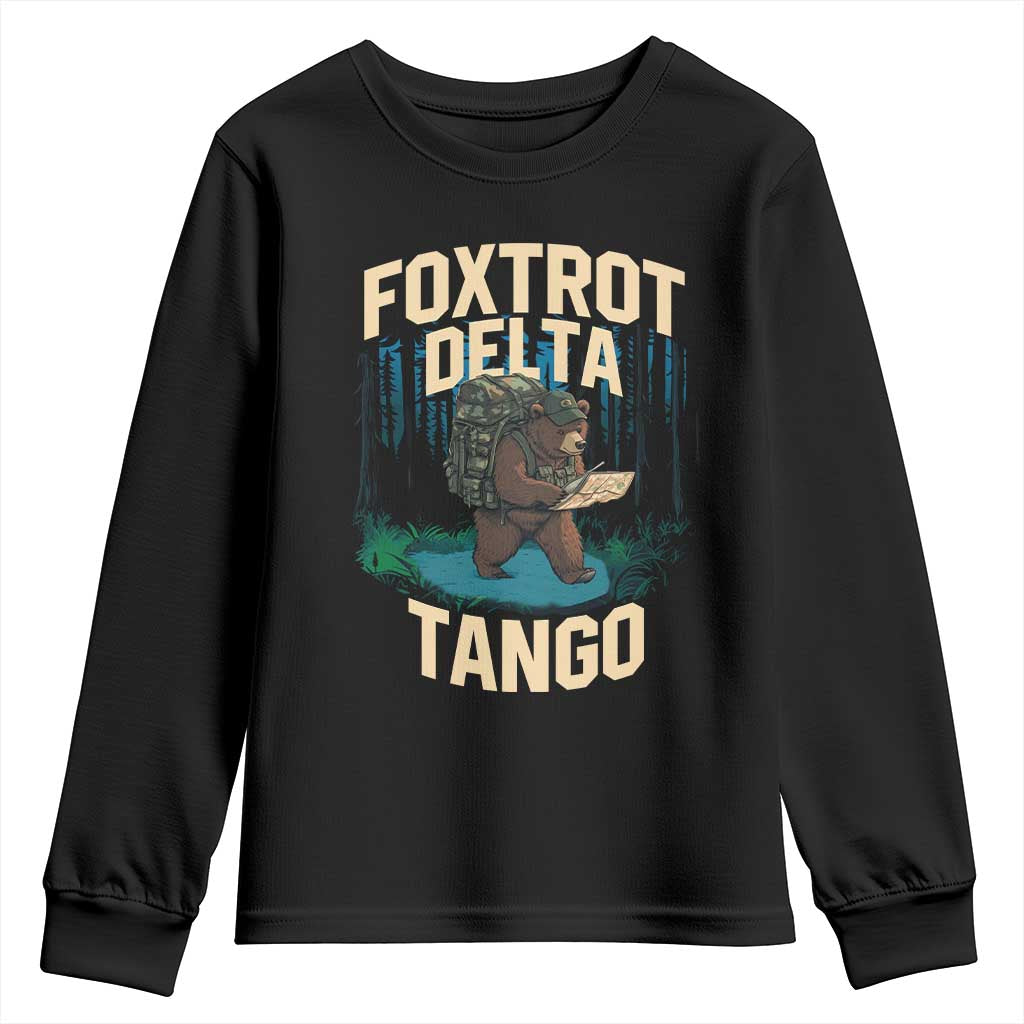 Foxtrots Deltas Tangos Funny Bear Resist Youth Sweatshirt Protect Our National Parks TS02 Black Print Your Wear