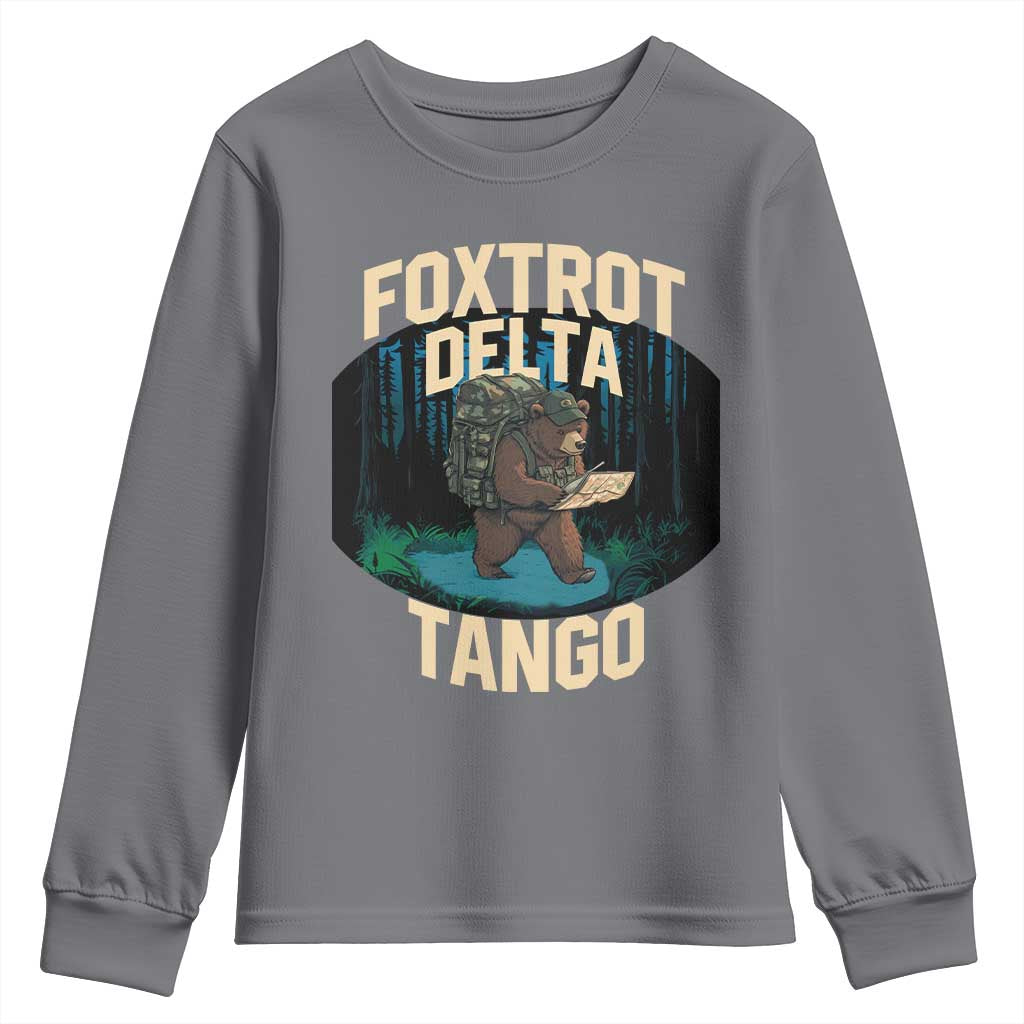 Foxtrots Deltas Tangos Funny Bear Resist Youth Sweatshirt Protect Our National Parks TS02 Charcoal Print Your Wear