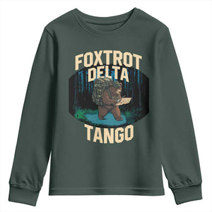 Foxtrots Deltas Tangos Funny Bear Resist Youth Sweatshirt Protect Our National Parks TS02 Dark Forest Green Print Your Wear