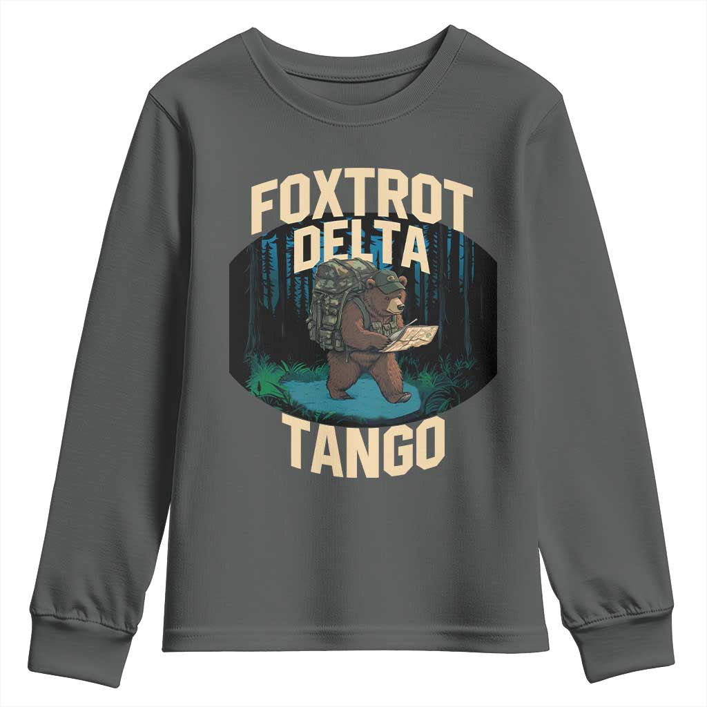 Foxtrots Deltas Tangos Funny Bear Resist Youth Sweatshirt Protect Our National Parks TS02 Dark Heather Print Your Wear