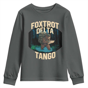 Foxtrots Deltas Tangos Funny Bear Resist Youth Sweatshirt Protect Our National Parks TS02 Dark Heather Print Your Wear