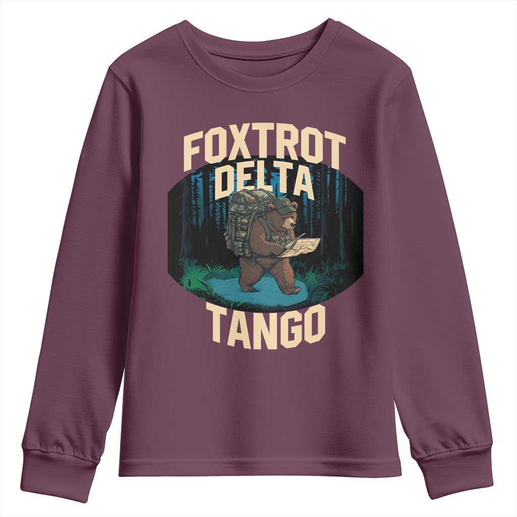 Foxtrots Deltas Tangos Funny Bear Resist Youth Sweatshirt Protect Our National Parks TS02 Maroon Print Your Wear