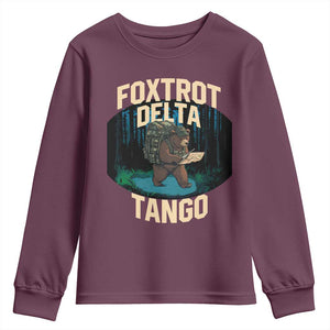 Foxtrots Deltas Tangos Funny Bear Resist Youth Sweatshirt Protect Our National Parks TS02 Maroon Print Your Wear