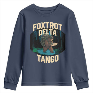 Foxtrots Deltas Tangos Funny Bear Resist Youth Sweatshirt Protect Our National Parks TS02 Navy Print Your Wear