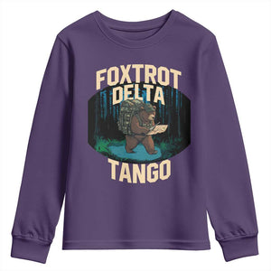 Foxtrots Deltas Tangos Funny Bear Resist Youth Sweatshirt Protect Our National Parks TS02 Purple Print Your Wear