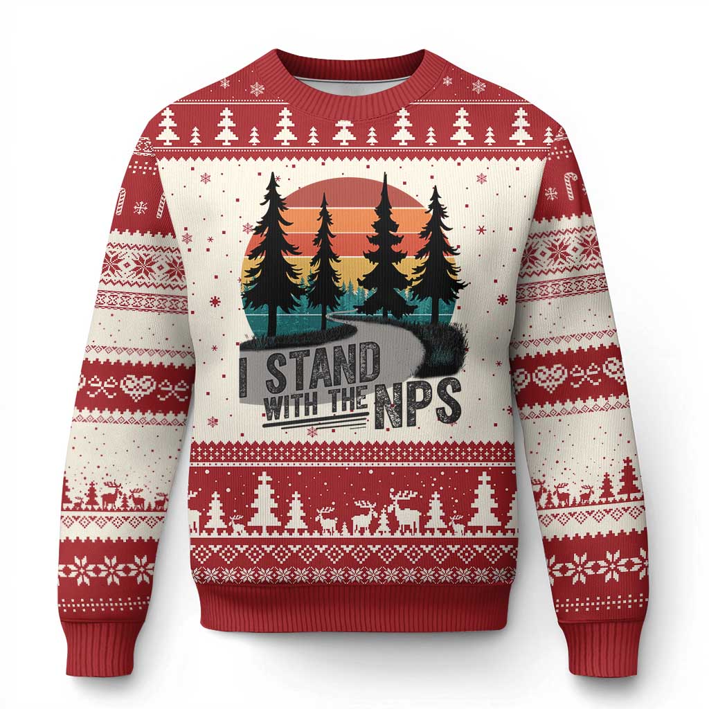 I Stand With The NPS Ugly Christmas Sweater National Park Support Park Rangers TS02 Beige Red Print Your Wear