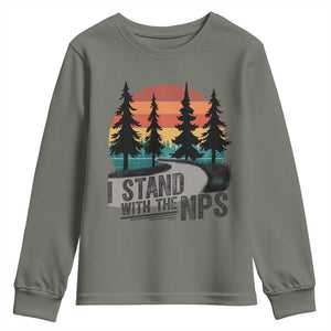 I Stand With The NPS Youth Sweatshirt National Park Support Park Rangers TS02 Military Green Print Your Wear