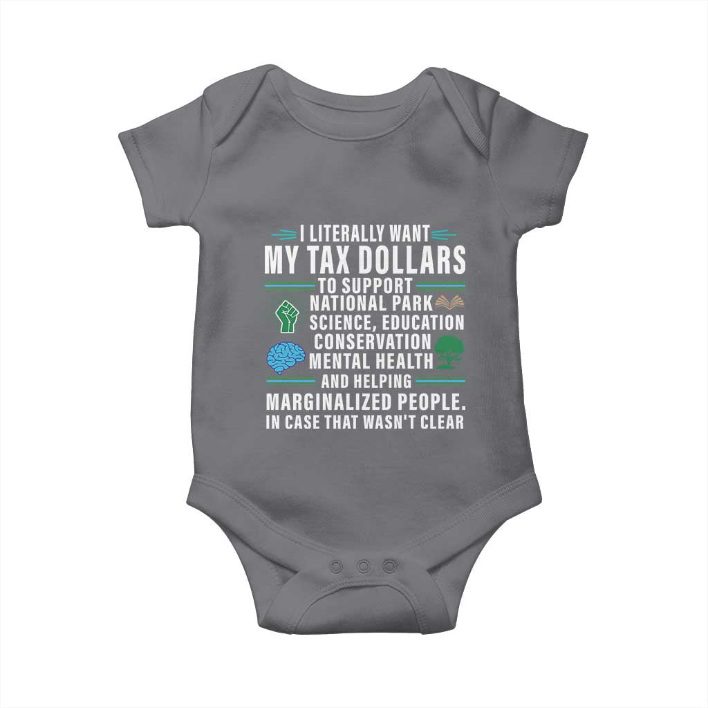 I Literally Want My Tax Dollars To Support National Parks Baby Onesie In Case That Wasn't Clear TS02 Charcoal Print Your Wear