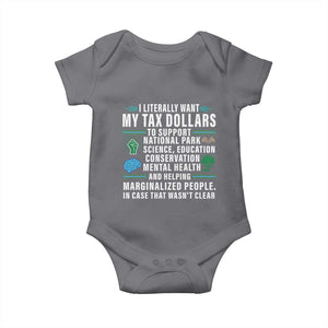 I Literally Want My Tax Dollars To Support National Parks Baby Onesie In Case That Wasn't Clear TS02 Charcoal Print Your Wear