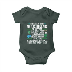 I Literally Want My Tax Dollars To Support National Parks Baby Onesie In Case That Wasn't Clear TS02 Dark Forest Green Print Your Wear