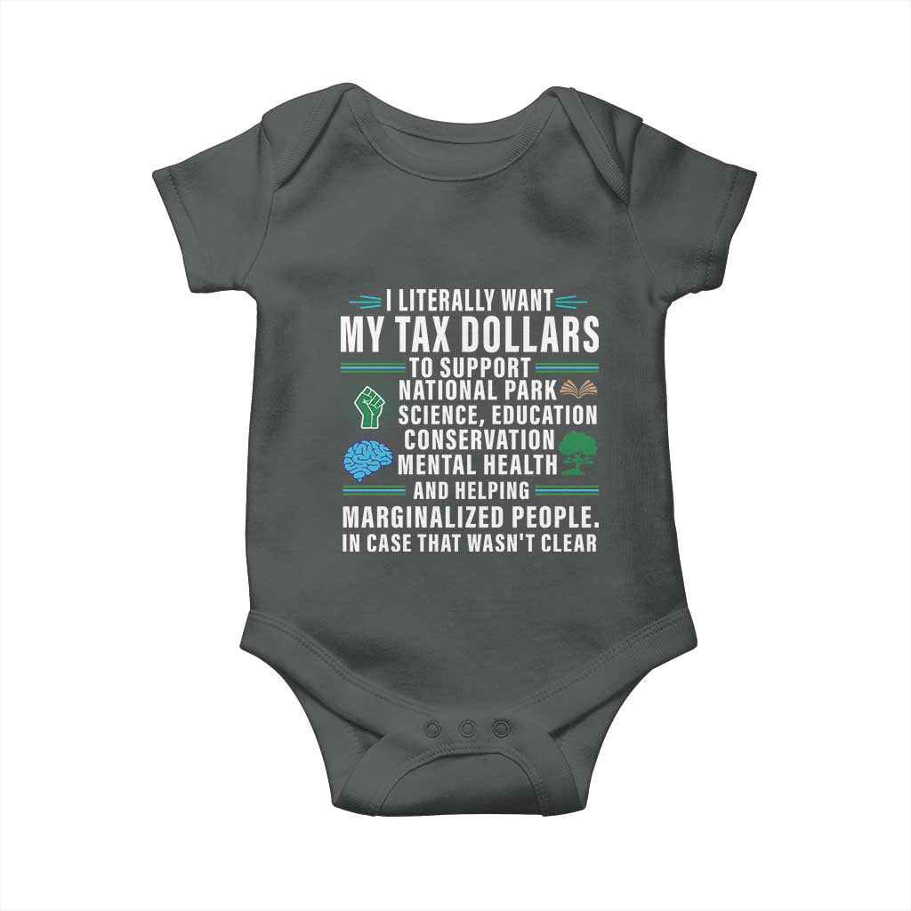 I Literally Want My Tax Dollars To Support National Parks Baby Onesie In Case That Wasn't Clear TS02 Dark Heather Print Your Wear