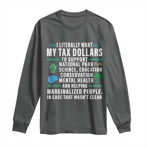 I Literally Want My Tax Dollars To Support National Parks Long Sleeve Shirt In Case That Wasn't Clear TS02 Dark Heather Print Your Wear