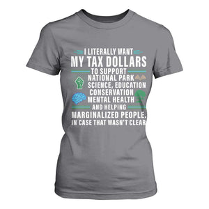 I Literally Want My Tax Dollars To Support National Parks T Shirt For Women In Case That Wasn't Clear TS02 Charcoal Print Your Wear
