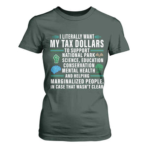 I Literally Want My Tax Dollars To Support National Parks T Shirt For Women In Case That Wasn't Clear TS02 Dark Forest Green Print Your Wear