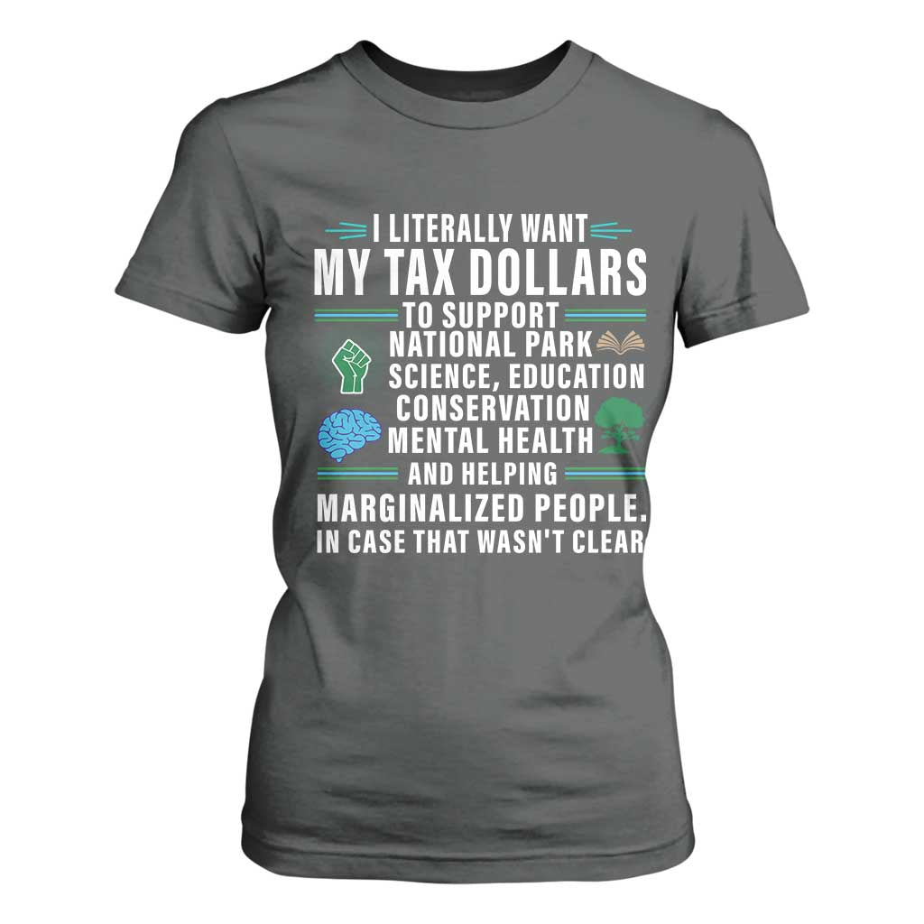 I Literally Want My Tax Dollars To Support National Parks T Shirt For Women In Case That Wasn't Clear TS02 Dark Heather Print Your Wear