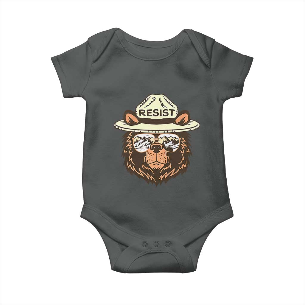 Resist Bear Retro Vintage Baby Onesie TS02 Dark Heather Print Your Wear