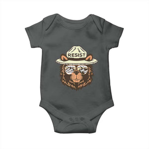 Resist Bear Retro Vintage Baby Onesie TS02 Dark Heather Print Your Wear