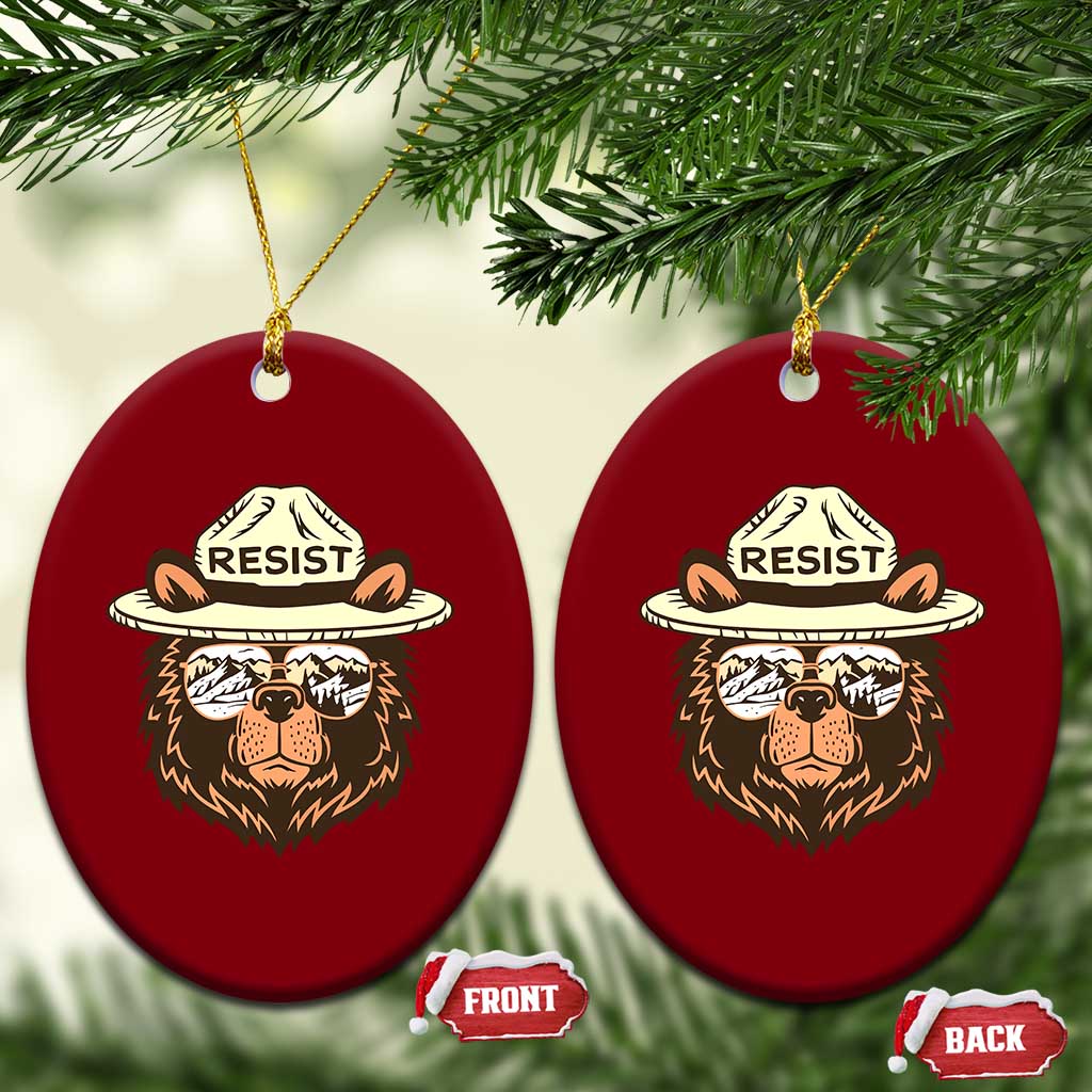 Resist Bear Retro Vintage Ceramic Ornament TS02 Print Your Wear