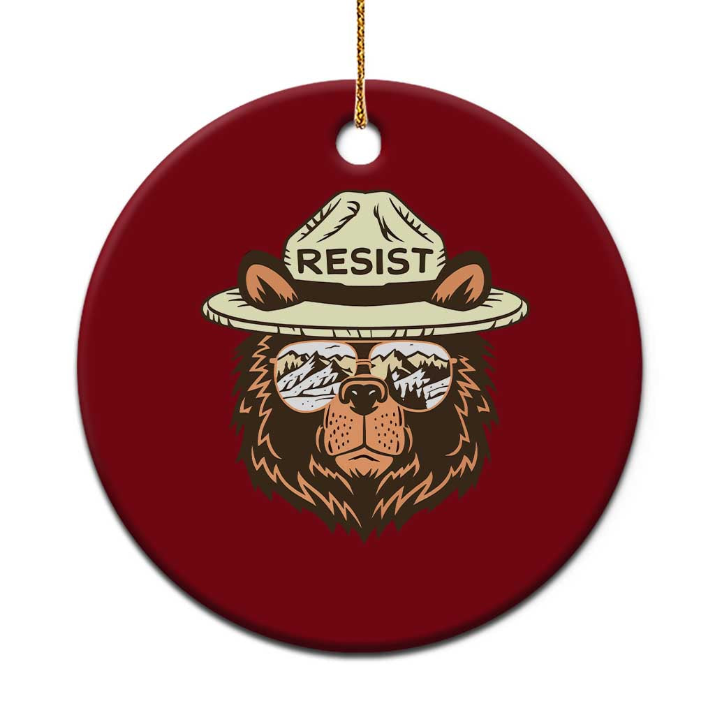 Resist Bear Retro Vintage Ceramic Ornament TS02 1pc Red Print Your Wear