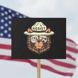 Resist Bear Retro Vintage Protest Sign TS02 Horizontal 18" × 24" Black Print Your Wear