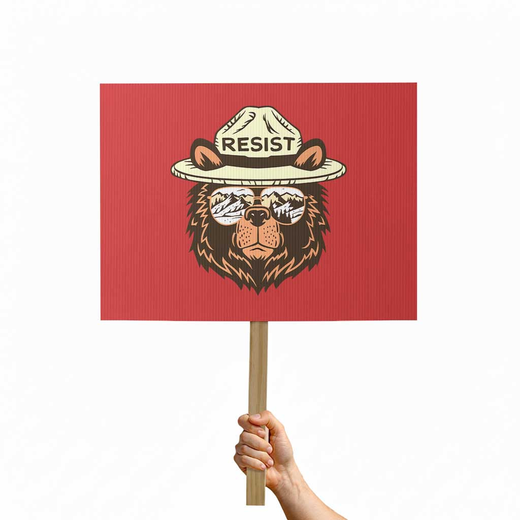 Resist Bear Retro Vintage Protest Sign - Print Your Wear