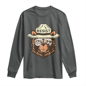 Resist Bear Retro Vintage Long Sleeve Shirt TS02 Dark Heather Print Your Wear