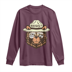 Resist Bear Retro Vintage Long Sleeve Shirt TS02 Maroon Print Your Wear
