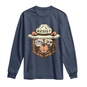 Resist Bear Retro Vintage Long Sleeve Shirt TS02 Navy Print Your Wear