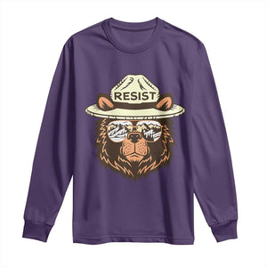 Resist Bear Retro Vintage Long Sleeve Shirt TS02 Purple Print Your Wear