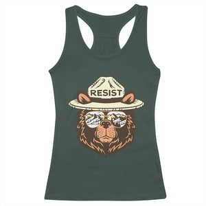 Resist Bear Retro Vintage Racerback Tank Top TS02 Dark Forest Green Print Your Wear