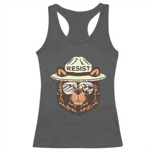 Resist Bear Retro Vintage Racerback Tank Top TS02 Dark Heather Print Your Wear