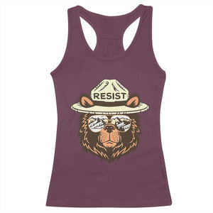 Resist Bear Retro Vintage Racerback Tank Top TS02 Maroon Print Your Wear