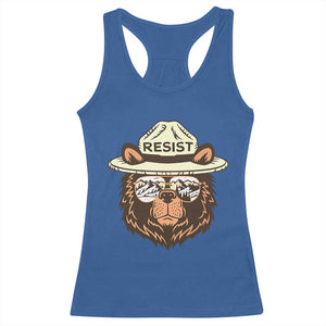 Resist Bear Retro Vintage Racerback Tank Top TS02 Royal Blue Print Your Wear