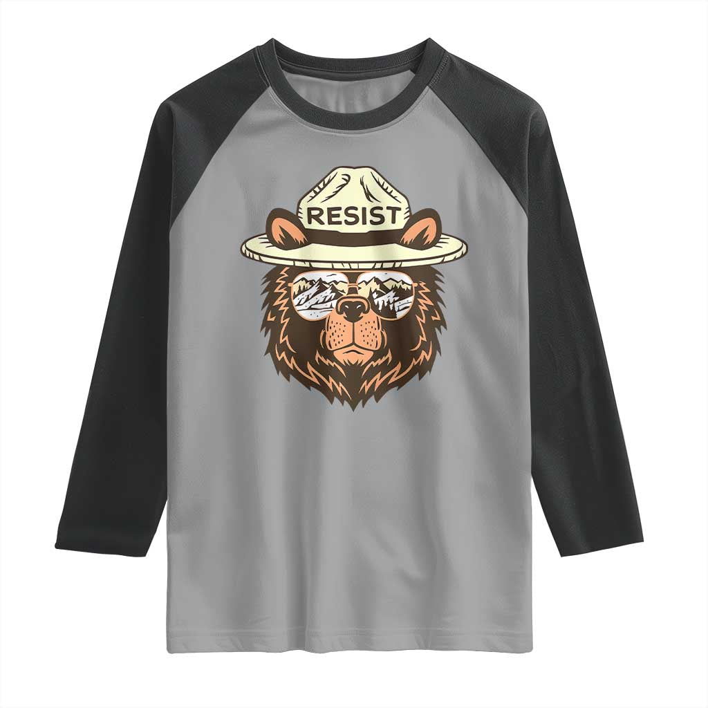 Resist Bear Retro Vintage Raglan Shirt TS02 Sport Gray Black Print Your Wear