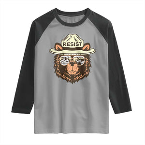 Resist Bear Retro Vintage Raglan Shirt TS02 Sport Gray Black Print Your Wear