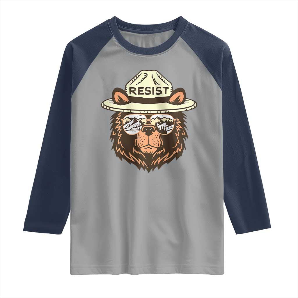 Resist Bear Retro Vintage Raglan Shirt TS02 Sport Gray Navy Print Your Wear
