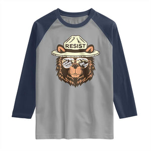 Resist Bear Retro Vintage Raglan Shirt TS02 Sport Gray Navy Print Your Wear