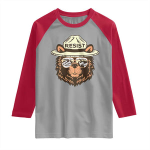 Resist Bear Retro Vintage Raglan Shirt TS02 Sport Gray Red Print Your Wear
