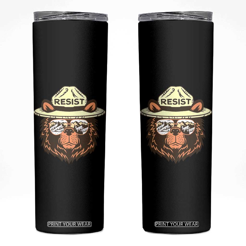 Resist Bear Retro Vintage Skinny Tumbler TS02 Black Print Your Wear