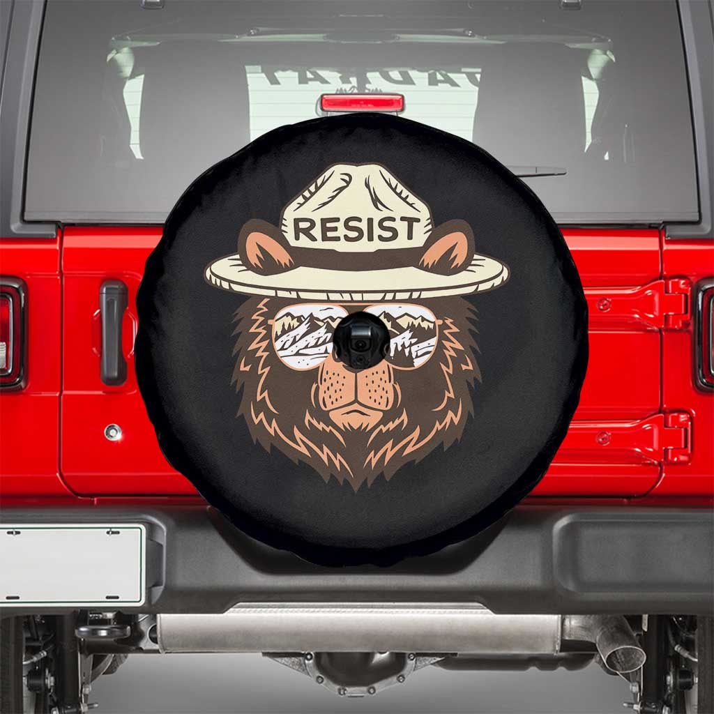 Resist Bear Retro Vintage Spare Tire Cover TS02 Black Print Your Wear