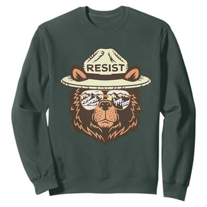 Resist Bear Retro Vintage Sweatshirt TS02 Dark Forest Green Print Your Wear