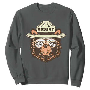 Resist Bear Retro Vintage Sweatshirt TS02 Dark Heather Print Your Wear