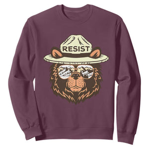 Resist Bear Retro Vintage Sweatshirt TS02 Maroon Print Your Wear