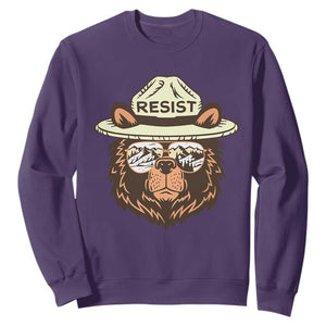 Resist Bear Retro Vintage Sweatshirt TS02 Purple Print Your Wear